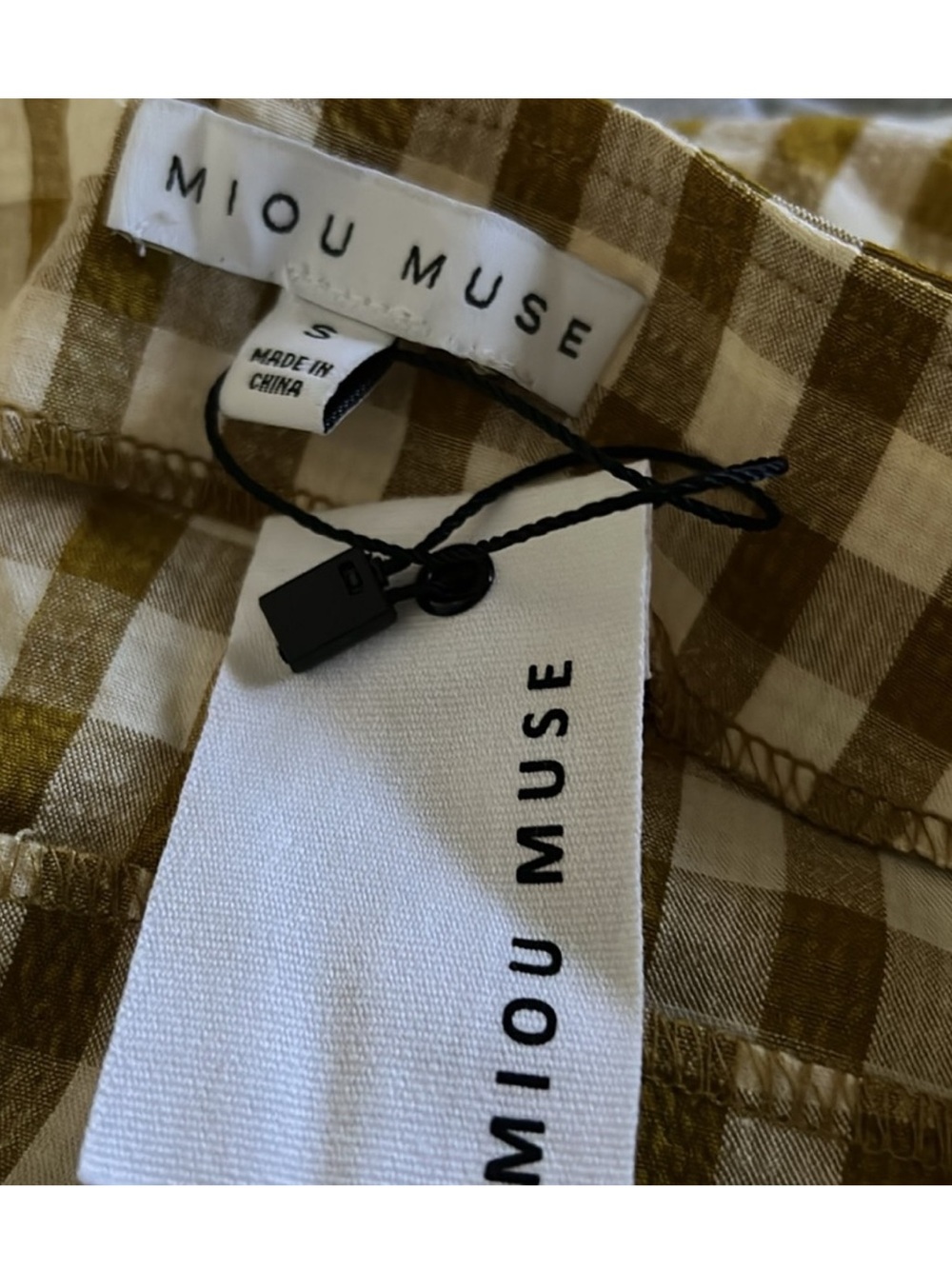 NWT Miou Muse Mustard and Cream GINGHAM
Skirt Tie Front Midi - Picture 7 of 7